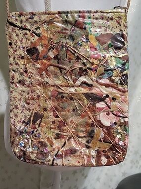 Northern Brights Mixed-Media Fabric Glitter Sequins Crossbody Bag